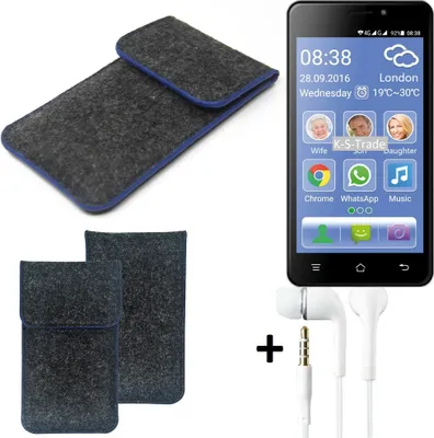 Produktbild von K-S-Trade Handy Schutz Hülle kompatibel mit Switel eSmart M2 Schutzhülle Handyhülle Filztasche Pouch Tasche Case Sleeve Filzhülle dunkelgrau,