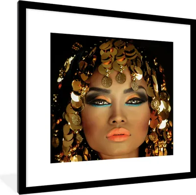 Produktbild von MuchoWow® MuchoWow® Gerahmtes Poster Frau - Gold - Schwarz 40x40 cm - Poster mit zchwarzem Bilderrahmen - Poster - Plakat im Rahmen