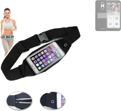 Produktbild von K-S-Trade Jogging-Armband kompatibel mit Emporia Smart.4 Gürteltasche Umhängetasche Bauchtasche schwarz Sport Running Jogging Fitness Laufen