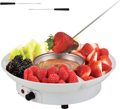 Produktbild von Elektrischer Schoko-Fonduetopf 260ml, mit 2 Gabeln, Warmhaltefunktion & DIY Partygerät