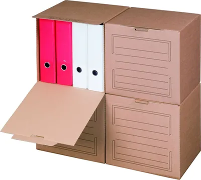 Produktbild von 560 x Archivboxen Archivschachteln für bis zu 4 Ordner (80 mm) mit Frontklappe, in Braun