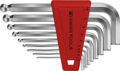 Produktbild von Swiss Tools Winkelschraubendreher- Satz im Kunststoffhalter 9-teilig 1,5-10mm Kugelkopf