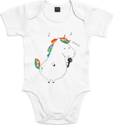 Produktbild von Mr. & Mrs. Panda babykleidung body Einhorn Sänger 12. - 18. Monat - Heather Grey - Geschenk, overall baby, Strampler, Unicorn, Einhörner, Geburtstag, Kurzarmbody, Disco