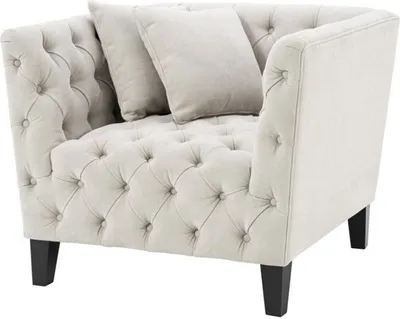 Produktbild von Casa Padrino Luxus Sessel Sandfarben / Schwarz 96 x 92 x H. 78 cm - Chesterfield Möbel