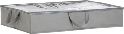 Immagine prodotto di Borsa portaoggetti sotto il letto - Set di 2 - Tessuto con cerniera e finestra trasparente - 76 x 50 x 14 cm - Grigio