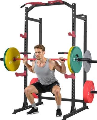 Produktbild von Power Cage Power Rack - Multifunktionales Squat-Rack - Verstellbare Höhe - Mit J-Haken - Klimmzugstange - Dip-Station - Für Bankdrücken - Für Heimtraining