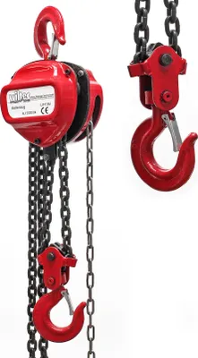 Produktbild von Wiltec Kettenzug mit 3000 kg Traglast, 3 m Kettenlänge und 2,5 m Hubhöhe, für einfaches Lastenheben, Flaschenzug Seilzug Handseilwinde u.a. für Forst und Werkstatt