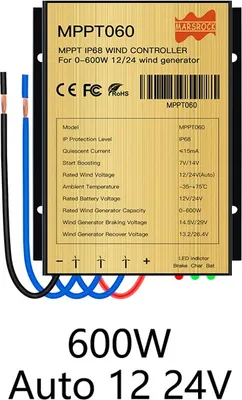 Obrázek produktu pro Větrný regulátor nabíjení, 600W/800W, 12/24V nebo 48V, 600W auto 12V 24V
