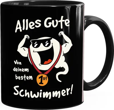 Produktbild von Kaffee-Tasse Alles Gute von deinem besten Schwimmer Spermium Geschenk Papa Vatertag Geburtstag lustige Kaffeebecher MoonWorks® schwarz Keramik-Tasse