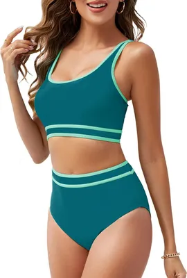 Produktbild von Damen Bikini Zweiteiliger Push-Up Schnelltrocknend Grün S