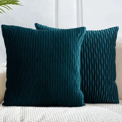 Produktbild von 2er Set Kissenbezüge 45x45 cm Samt Türkis Geometrisch