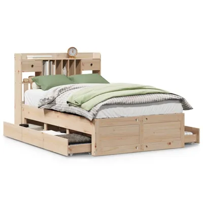 Produktbild von vidaXL Massivholzbett mit Regal ohne Matratze 135x190 cm Kiefernholz