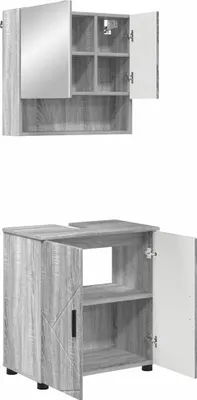 Immagine prodotto di Set di mobili per il bagno con porta 2 pcs Grigio Sonoma