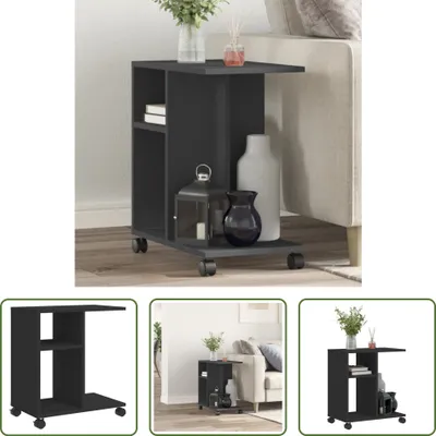 Produktbild von The Living Store Beistelltisch mit Rollen Schwarz 50x30x55 cm Holzwerkstoff