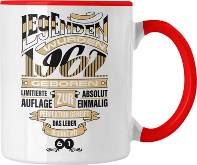 Produktbild von TRENDATION 60. Geburtstag Tasse Frau Mann Geschenk 60er Geschenkidee 60 Mutter Vater (Rot)