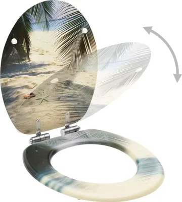 Image de vidaXL Sièges de toilette avec couvercle Soft-Close 2 pcs. MDF design plage