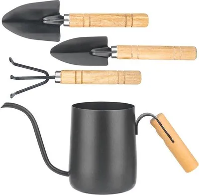 Immagine prodotto di Piccolo annaffiatoio nero in acciaio inossidabile - per piante da appartamento - 350 ml