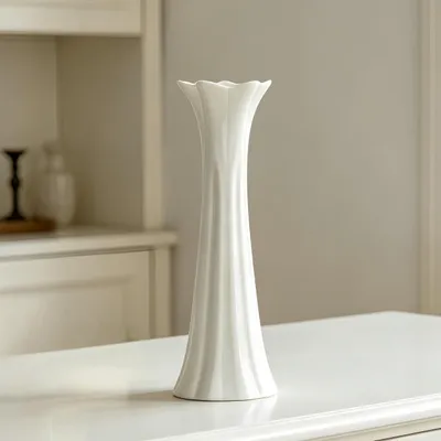 Keramikvase 30 cm, weiße Strukturvase für Pampasgras
