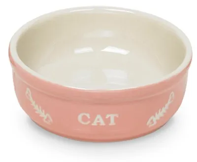 Zdjęcie produktu dla Miska ceramiczna dla kota Nobby "CAT" Ø13,5 X 5 cm różowa / beżowa