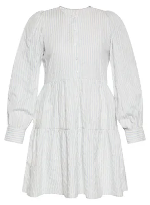 Produktbild von Damen Langarm Kleid mit Rundhalsausschnitt, Blau, Größe L
