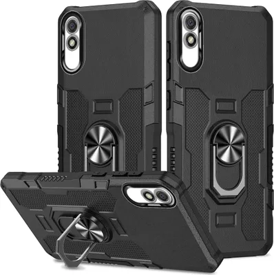 Produktbild von Redmi 9A Hülle, Dual Layer Robuste Rüstung Ringhalter Ständer Schutzhülle für Xiaomi Redmi 9A Schwarz