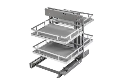 Produktbild von GTV Eckschrank-Auszug MOVIX PRO, Magic Corner Auszugsystem mit 4 Körben, Soft-Close Dämpfung, 24 kg Tragkraft, für 900 mm Korpus, min. 500 mm Front, C
