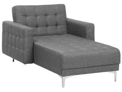 BELIANI Chaiselongue Grau Polsterbezug mit Schlaffunktion / gestepptem Bezugsstoff Aufklappbare Récamiere Modernes / Klassisches Design