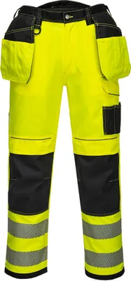 Zdjęcie produktu dla Spodnie robocze o wysokiej widoczności z kieszeniami kaburowymi "T501" PW3 - Portwest Yellow/Black 34