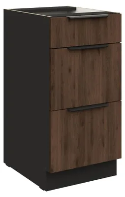 Produktbild von Küchen Unterschrank 40 cm Küche MONZA Okapi Nußbaum Soft-Close Küchenzeile