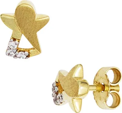 Produktbild von JOBO Kinder Ohrstecker Engel 333 Gold Gelbgold teilmattiert 6 Zirkonia Ohrringe