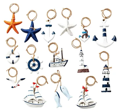 Maritimes Deko-Set, 15-teilig, Wanddekoration, Boot, Anker, Leuchtturm