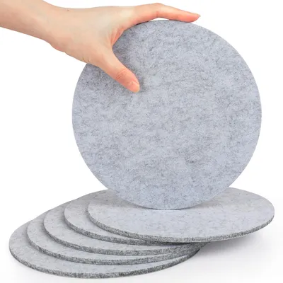 Produktbild von Set mit 6 runden Untersetzern aus Filz – Durchmesser 20 cm – Hellgrau