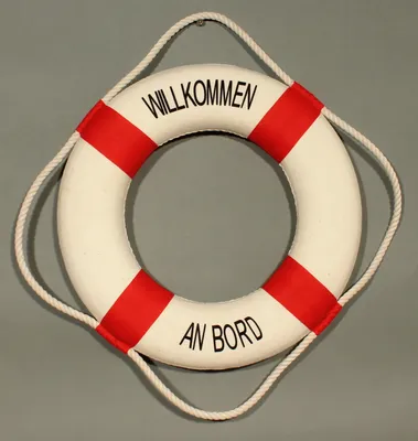 Produktbild von Rettungsring Deko 35cm rot Willkommen an Bord maritimer Ring