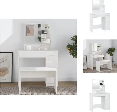 Produktbild von vidaXL Schminktisch mit Spiegel Hochglanz-Weiß 86,5x35x136 cm -  Schminktische