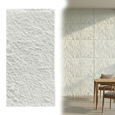 Produktbild von TRMLBE 3 Stück 120x60 cm PolyurethanPaneele Wand Steinoptik Panel wand Paneele Wandverkleidung Wasserdicht & schimmelresistent, Modell A CremeweiB