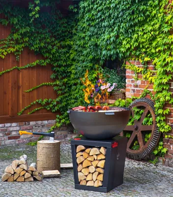 Produktbild von Kugelgrill SANTOS Ø85cm Stahl Grill Ø82cm Feuerschale Lagerfeuer Grilleck Garten