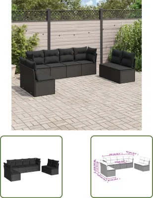Produktbild von The Living Store 8-tlg. Garten-Sofagarnitur mit Kissen Schwarz Poly Rattan