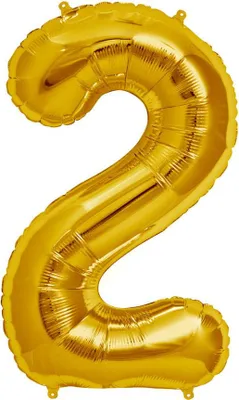 Produktbild von Folienballon Zahl 2 Gold