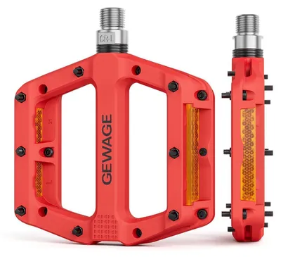 Produktbild von Fahrradpedale Nylonfaser MTB Plattformpedale mit Reflektoren 9/16 Zoll rutschfest Rot 3 Lager