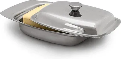 Immagine prodotto di Burriera con coperchio in acciaio inossidabile per 250 g di burro - HxLxP 6 x 195 x 13 cm - Burriera argento