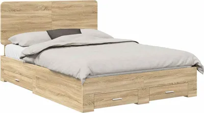 Produktbild von vidaXL Bettrahmen mit Kopfteil Sonoma-Eiche 140 x 190 cm Holzwerkstoff
