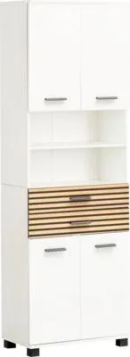 Obrázek produktu pro Skříňka vysoká Möbelpartner Katta dřevodekor bílá 59,8 x 180,9 x 32,6 cm