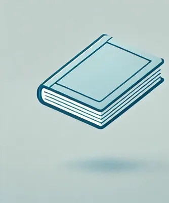 A stylized illustration of a closed book.