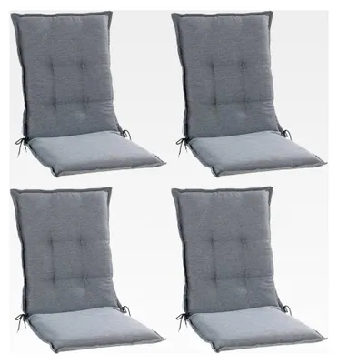 Produktbild von Gartenstuhlauflagen Mittellehner 4er Set - 110 x 50 cm - Hellgrau - Polyester
