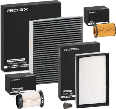 Produktbild von RIDEX Filterset Inspektionspaket Filtersatz für VW Golf VII Schrägheck (5G1, BQ1, BE1, BE2) Passat Variant (3G5, CB5) Golf VII Variant (BA5, BV5)