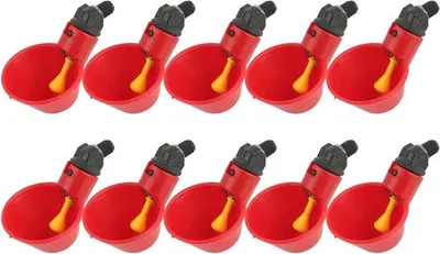 Set von 10 automatischen Trinkbechern für Hühner - Wasserspender und Futtertröge für Geflügel und Vieh