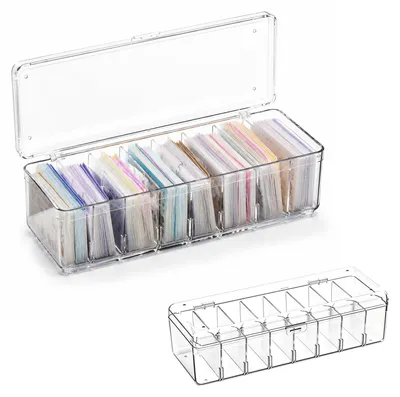 Kartenbox, 8 Fächer, transparent, 24,8 x 10 x 7,5 cm