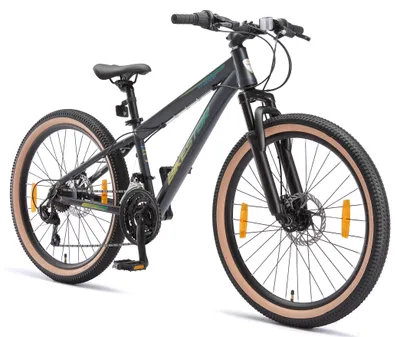 Produktbild von BIKESTAR Kinder Jugend Mountainbike 24 Zoll ab 8 Jahre | 21 Gang Hardtail MTB Scheibenbremse Federgabel | Schwarz