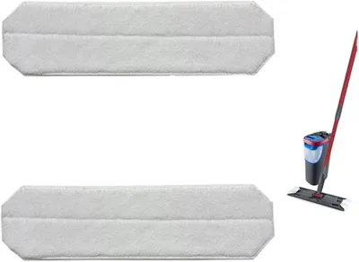 Produktbild von 2 Stück Ersatz-Wischmopptücher - für Vileda H2PrO Bodenwischer - Wiederverwendbar - Mikrofaser Wischpads Ersatz für O-Cedar H2prO Flacher - Weiß
