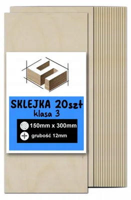 Productafbeelding van Rechthoekige berkenmultiplexplaten voor lasergraveren – CNC-frezen, modelbouw, figuurzagen, houtbranden, beschilderen, decoupage en knutselen – kwaliteit 3 – 15 × 30 cm (150 × 300 mm) – 12 mm – 20 stuks